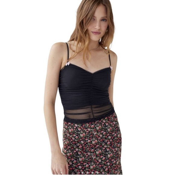 Urban Outfitters Tops - Y2K Urban Outfitters Ruched Black Pink Bow Top Coquette Girl 00’s Gossip Girl L